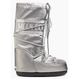 NEW Moon Boots ICON Glance High Size 7/8.5 Satin Silver Retail $285